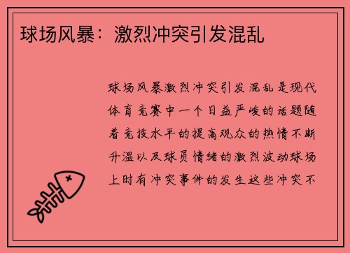球场风暴：激烈冲突引发混乱