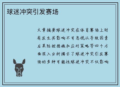 球迷冲突引发赛场